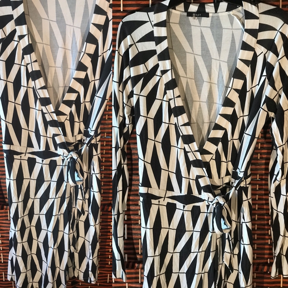 Black n white crossover midi dress